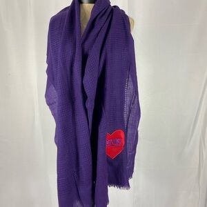 Moschino Purple Scarf with Red Heart Logo